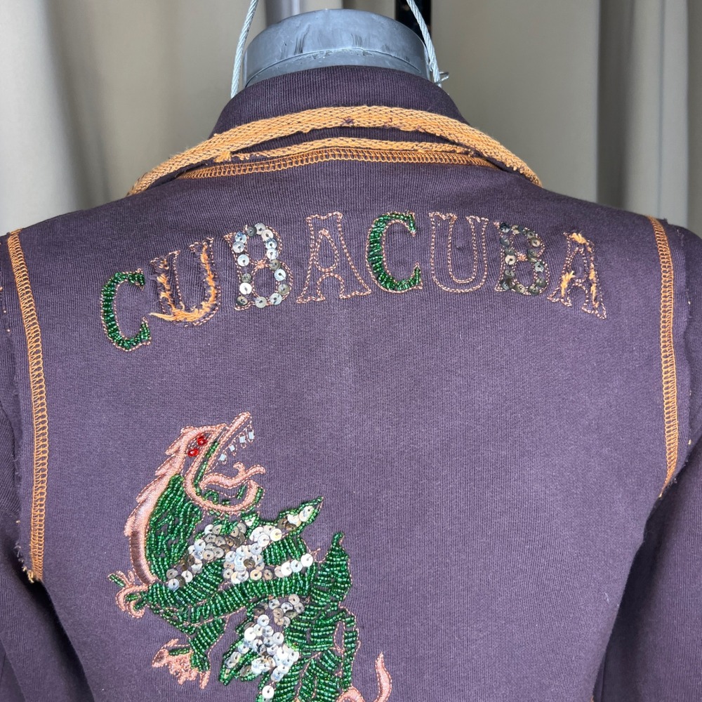 CUBA CUBA Hand Finished Dragon Sequin
Patchwork Deconstructed Blazer Y2K Jacket - Picture 3 of 12